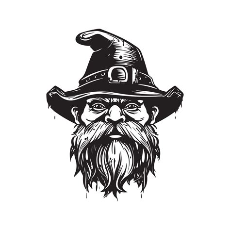 Dwarf Vintage Logo Line Art Concept Black And White Color Hand Drawn