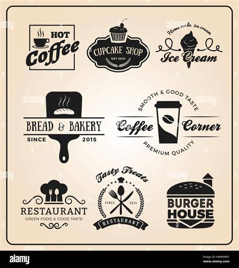 Set Of Food And Drink Badges Logo For Label Sticker Printing Banner