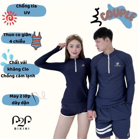 Seawhale Đồ Bơi Nam Nữ Couple Xanh Navy P P Bikini Thương hiệu đồ bơi nữ đồ bơi nam hàng