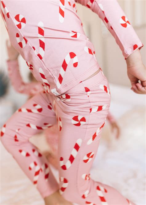 Pink Candy Cane Pajama Set Loocsy