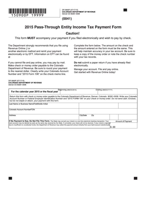 Fillable Form Dr P Pass Through Entity Income Tax Payment Form