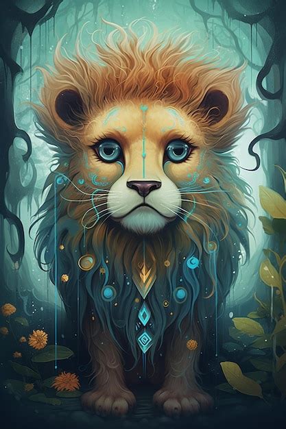 Premium AI Image The Enchanted World Of The Adorable Lion Cub A