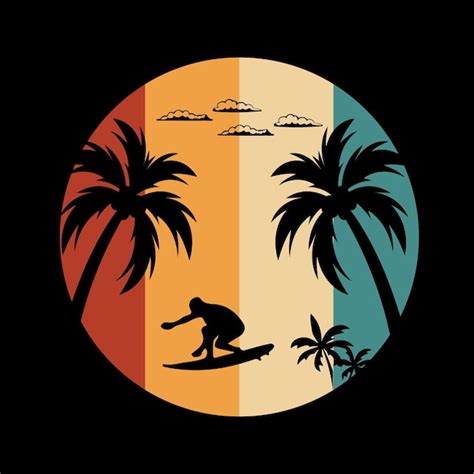 Vetor de design de camiseta de verão pôr do sol retrô vintage conceito