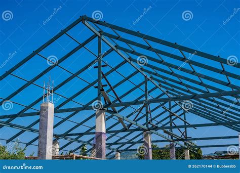 Steel Roof Structure for House Construction Stock Photo - Image of ...