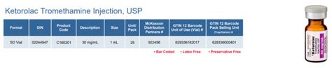 Ketorolac Tromethamine Im Injection Usp Toradol 30mgml 1ml 25box