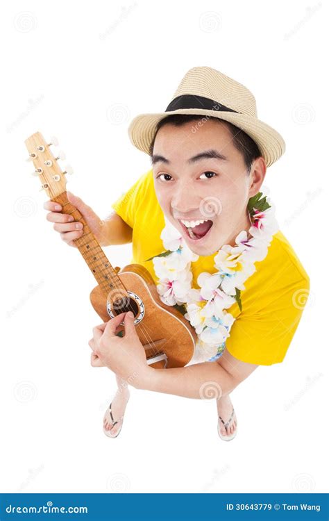 Young Man Playing Ukulele Stock Image Image Of Strum 30643779