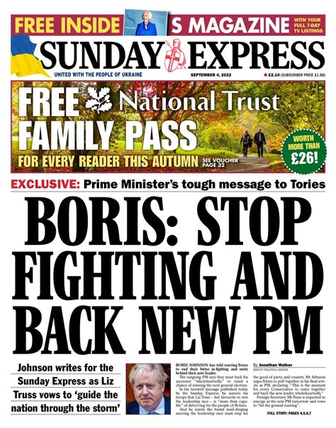 Sunday Express Front Page 4th Of September 2022 Tomorrows Papers Today