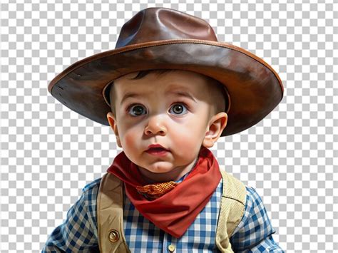 Baby Kid Dressed As Cowboy Isolated On Transparent Premium AI