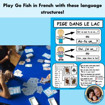 Pige dans le lac French Card Game Reference Sheet FREEBIE | TpT