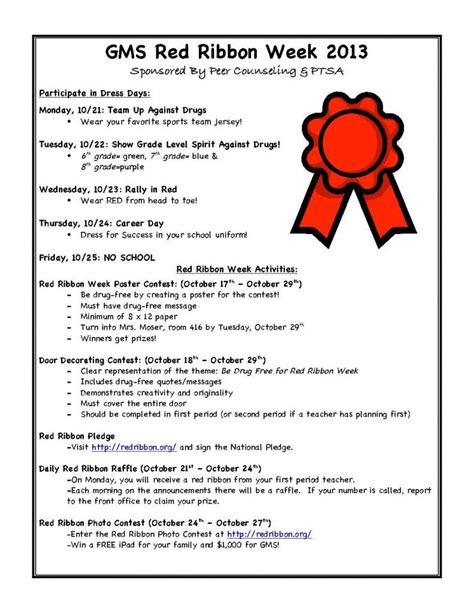 It is Red Ribbon Week. See flyer for activities sponsored by Peer ...