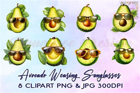 Avocado Wearing Sunglasses Clipart Graphic By Drumpee Design · Creative Fabrica