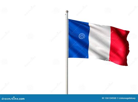 France National Flag Waving Isolated White Background Realistic 3d