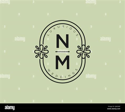 Nm Initials Letter Wedding Monogram Logos Template Hand Drawn Modern