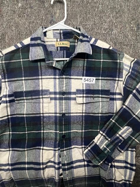 LL Bean Mens Shirt Plaid Flannel Multiclor 100% Cotto… - Gem