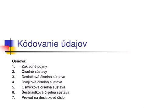 PPT Kódovanie údajov PowerPoint Presentation free download ID 5944695