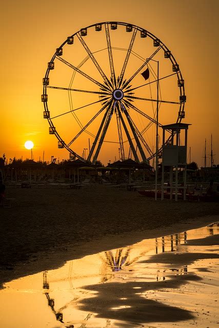 Riesenrad Sonnenuntergang Strand Kostenloses Foto Auf Pixabay Pixabay