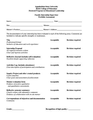 Fillable Online Edl Appstate Portfolio Assessment Form Appalachian