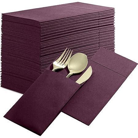 Amazon Disposable Linen Feel Dinner Napkins With Built In Flatware