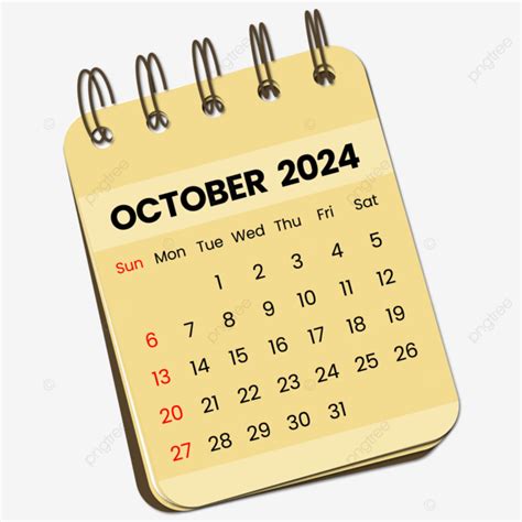 Outubro De 2024 Vetor PNG Calendário Outubro Calendário