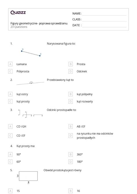 Ponad Proste R Wnoleg E I Prostopad E Arkuszy Roboczych Dla Klasa