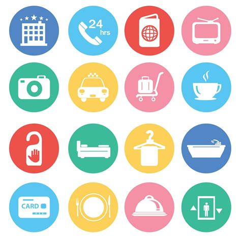 Hotel And Hotel Services Icons In Flat Design On White Background