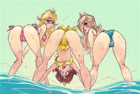 Rule 34 3girls Bikini Csmutrun Mario Series Nintendo Princess Daisy Princess Peach Princess