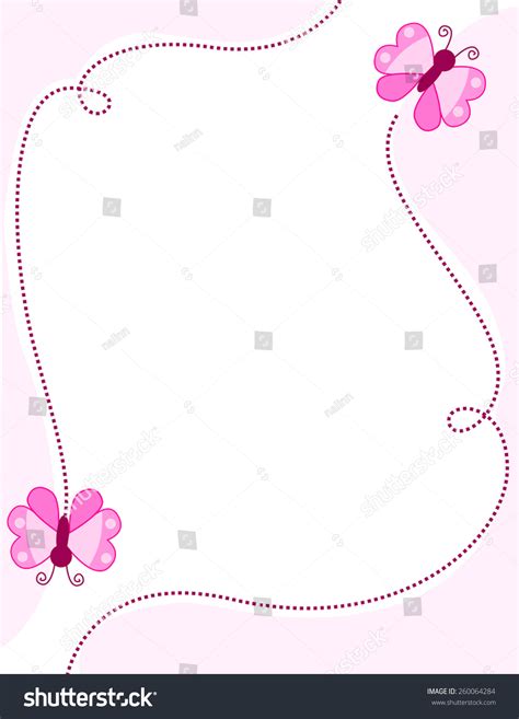 Cute Pink Butterfly Border Frame Pink Stock Vector (Royalty Free ...