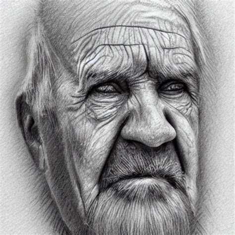 Old Man Pencil Sketch Arthub Ai