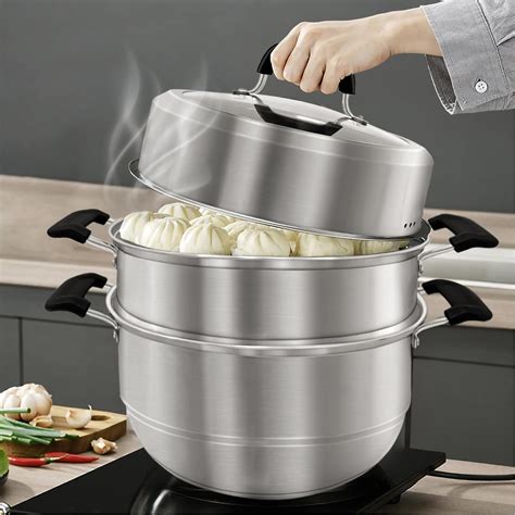 MANO Steamer Pot For Cooking 11 Inch Steam Pots With Lid 2 Tier