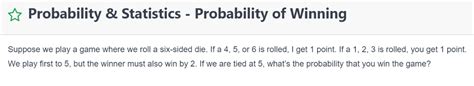 Solved Probability And Statistics Probability Of Winning