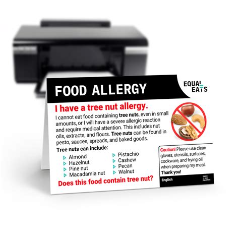 Tree Nut Allergy Card | Download a Tree Nut Allergy Translation Card