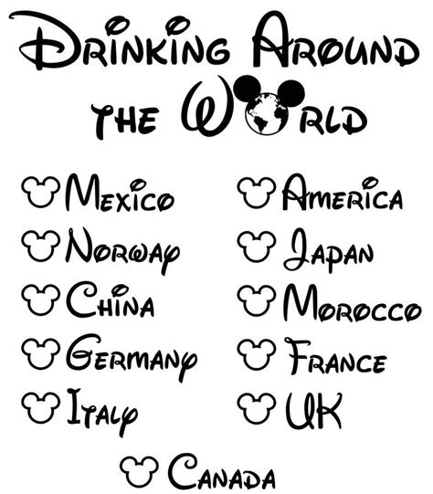 Epcot Diy Drinking Around The World T Shirt Design File Only Checklist