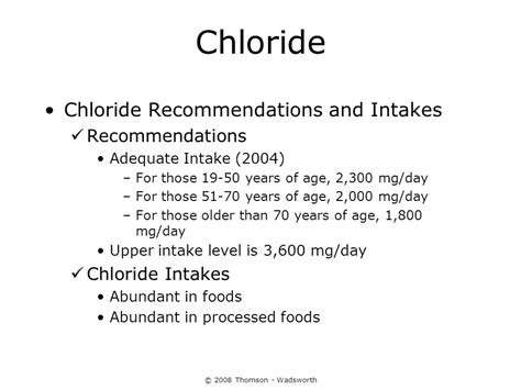 2008 Thomson Wadsworth Chapter 12 Water And Major Minerals Ppt