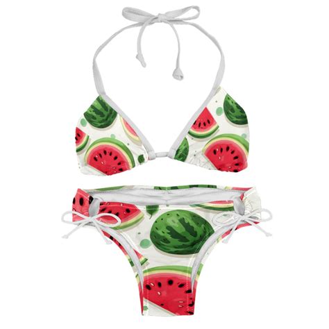 Watermelon Adjustable Strap Detachable Sponge Bikini Set Two Pack