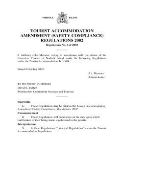 Fillable Online TOURIST ACCOMMODATION AMENDMENT SAFETY Fax Email