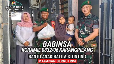 Babinsa Koramil Karangpilang Bantu Anak Balita Stunting Makanan