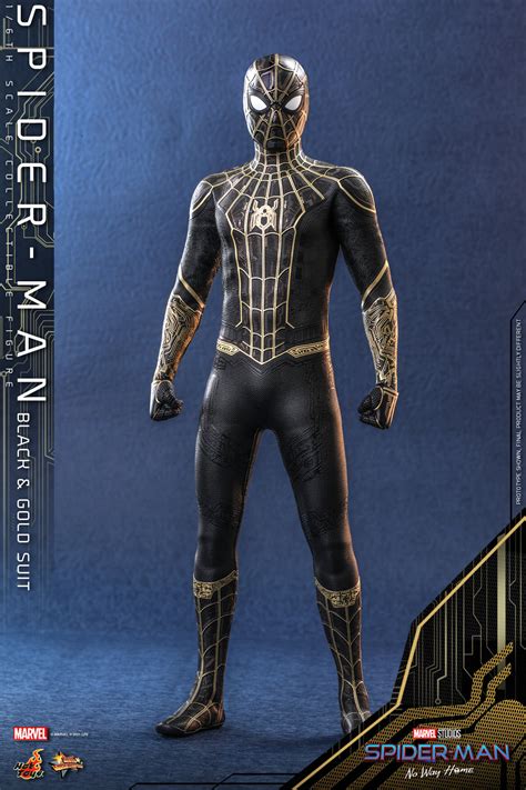 New Hot Toys Spider Man No Way Home Action Figure Features Spidey S Black And Gold Suit