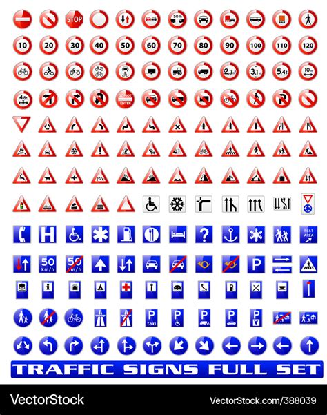 Traffic Signs Set 1 Royalty Free Vector Image Vectorstock