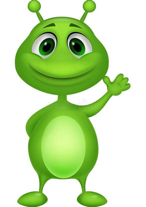 Cute green alien cartoon stock vector. Image of recreation - 33237010