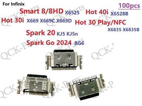 Para Infinix Smart 8 8HD X6525 Hot 30i 40i 30 Play NFC X6835 X6528B X669 Porta De Carregamento