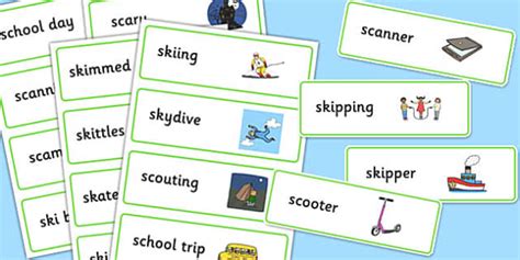 Two Syllable Words Sc Sk Word Cards Letters And Sounds