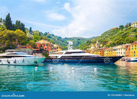 Beautiful Portofino Bay Italy with Yachts and Boats Editorial Stock ...