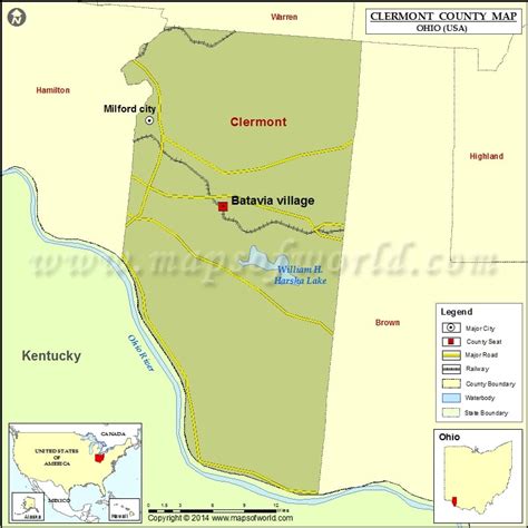 Clermont County Map Clermont County Ohio