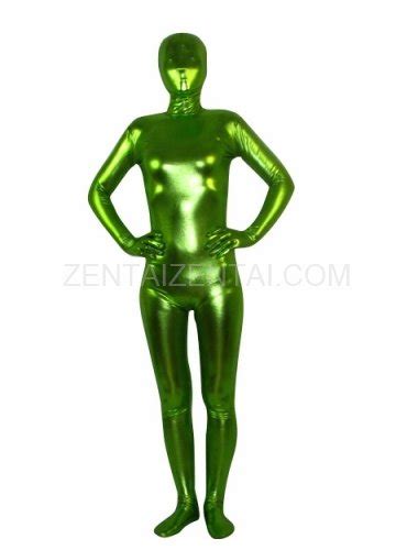 Spring Green Shiny Metallic Unisex Morph Zentai Suit