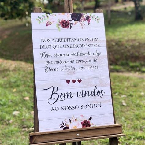 Placa Decorativa Recep O De Casamento Bem Vindos Ao Nosso Sonho