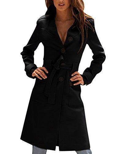 Damen Elegant Lang Langarm Dufflecoat Faux Wollmantel Outwear Parka