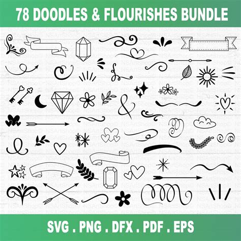 Doodle Elements Svg Bundle Swashes Svg Flourishes Svg Swoosh Svg