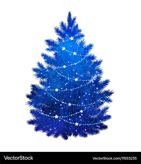 Blue Christmas tree on white background Royalty Free Vector