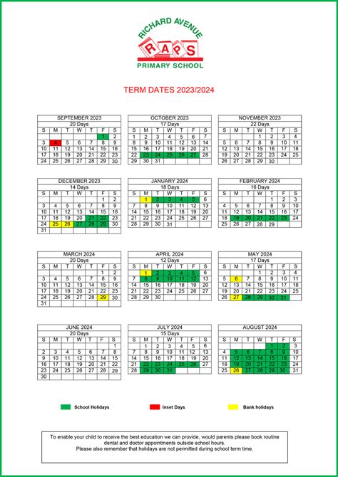 New Term Dates For 202324 Richard Avenue Primary School