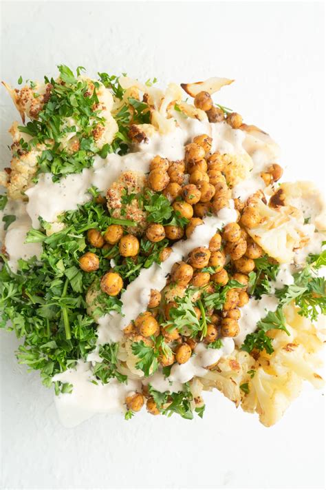 Roasted Cauliflower Salad With Tahini And Crunchy Chickpeas